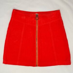 Forever 21 Red Mini Corduroy Skirt with Front Zipper Sz 24W
